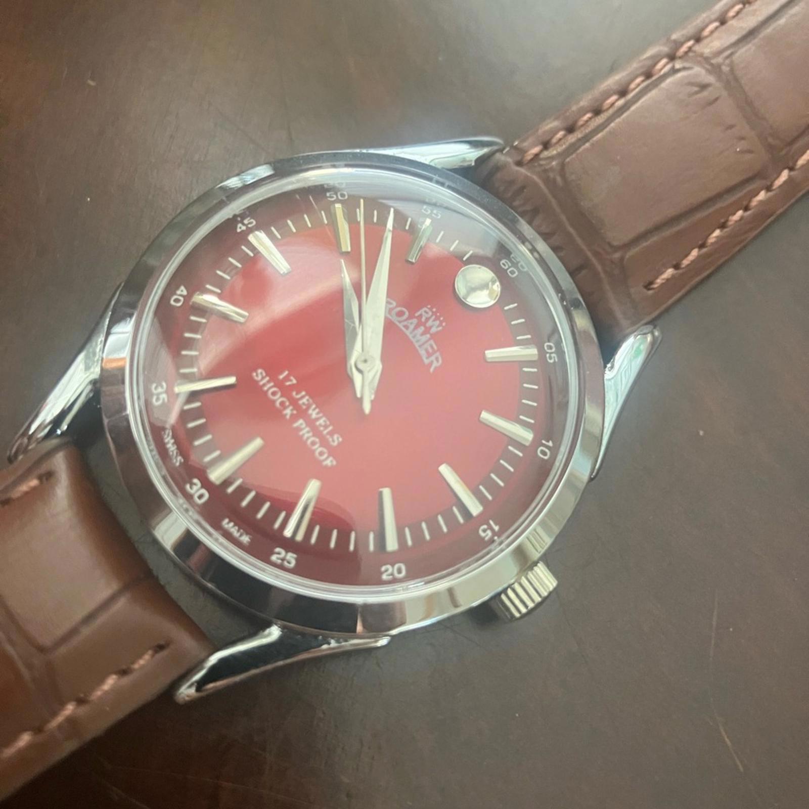 Rare Roamer Am014 Mechanical Leather Mens 1970s Watch